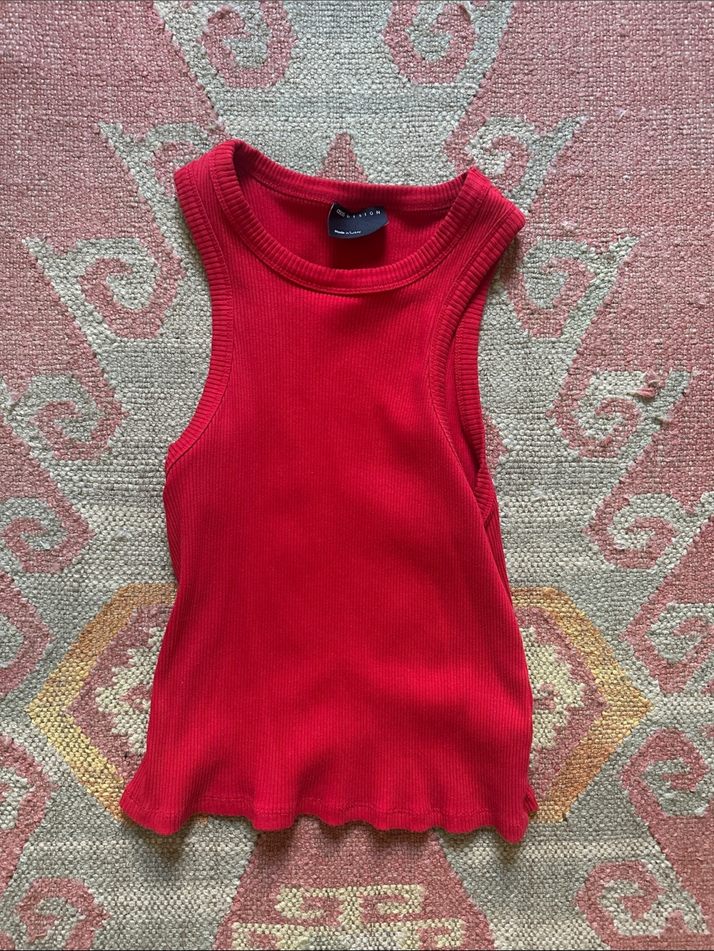 Asos Sleeveless Ribbed Tank Top - Red - medium